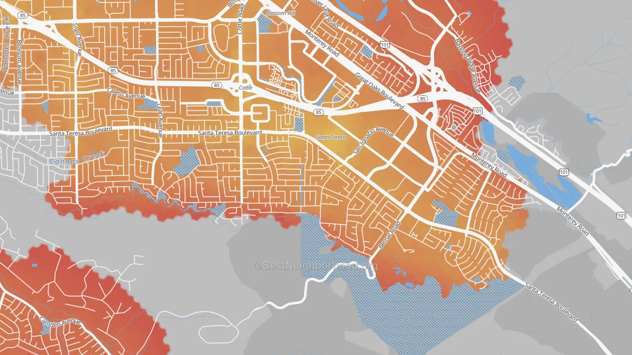 Transit Grade map of 95119, CA