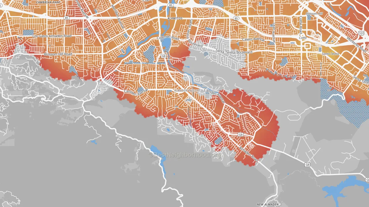 Transit Grade map of 95120, CA