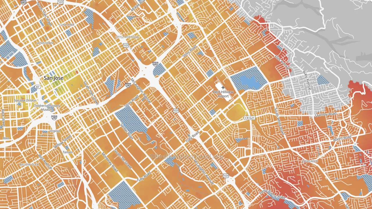 Transit Grade map of 95122, CA