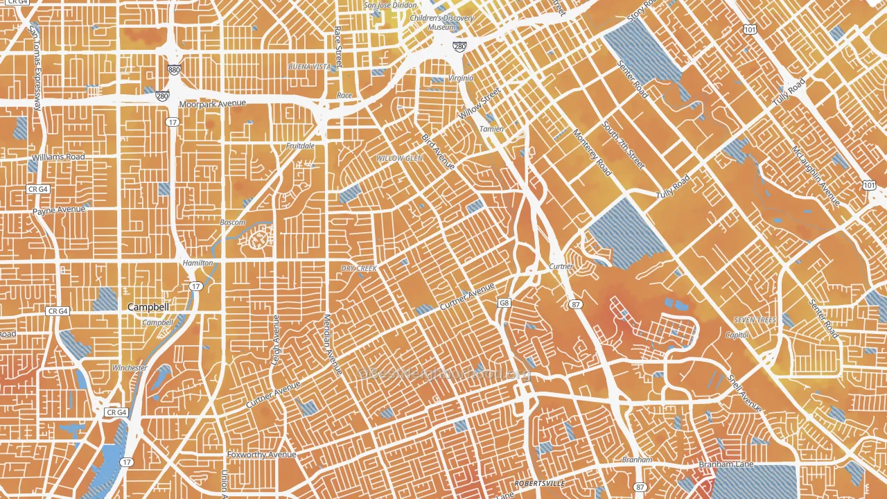 Transit Grade map of 95125, CA