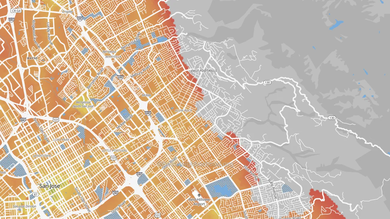 Transit Grade map of 95127, CA
