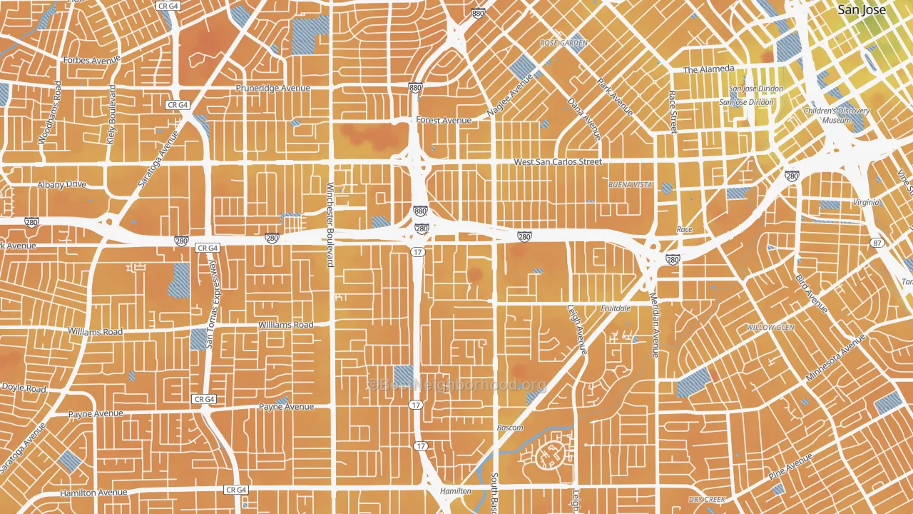 Transit Grade map of 95128, CA