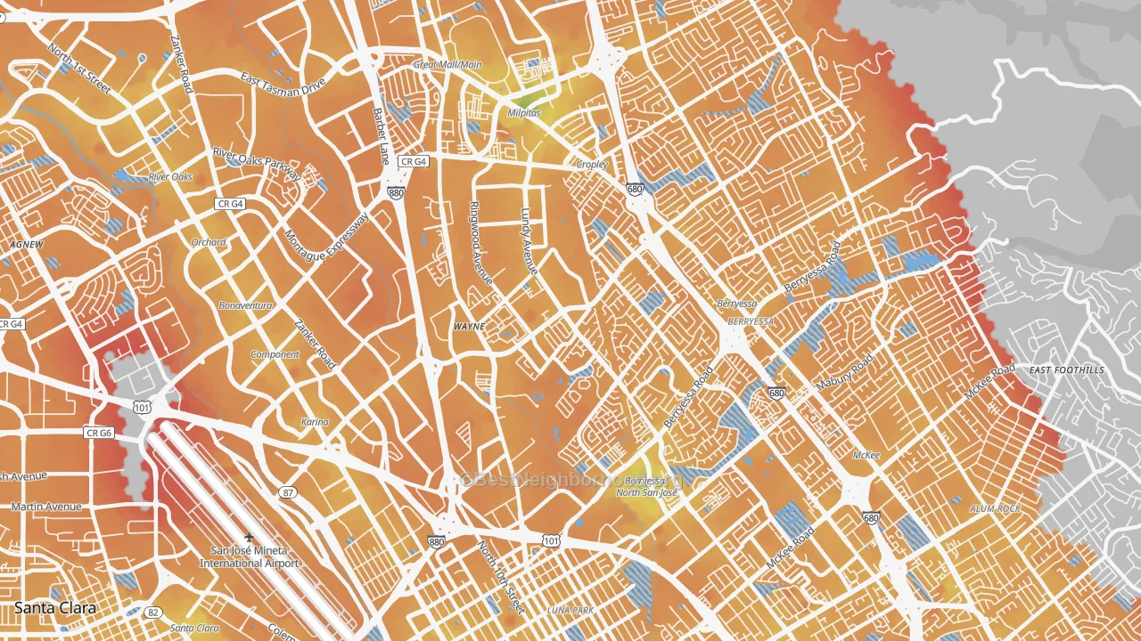 Transit Grade map of 95131, CA