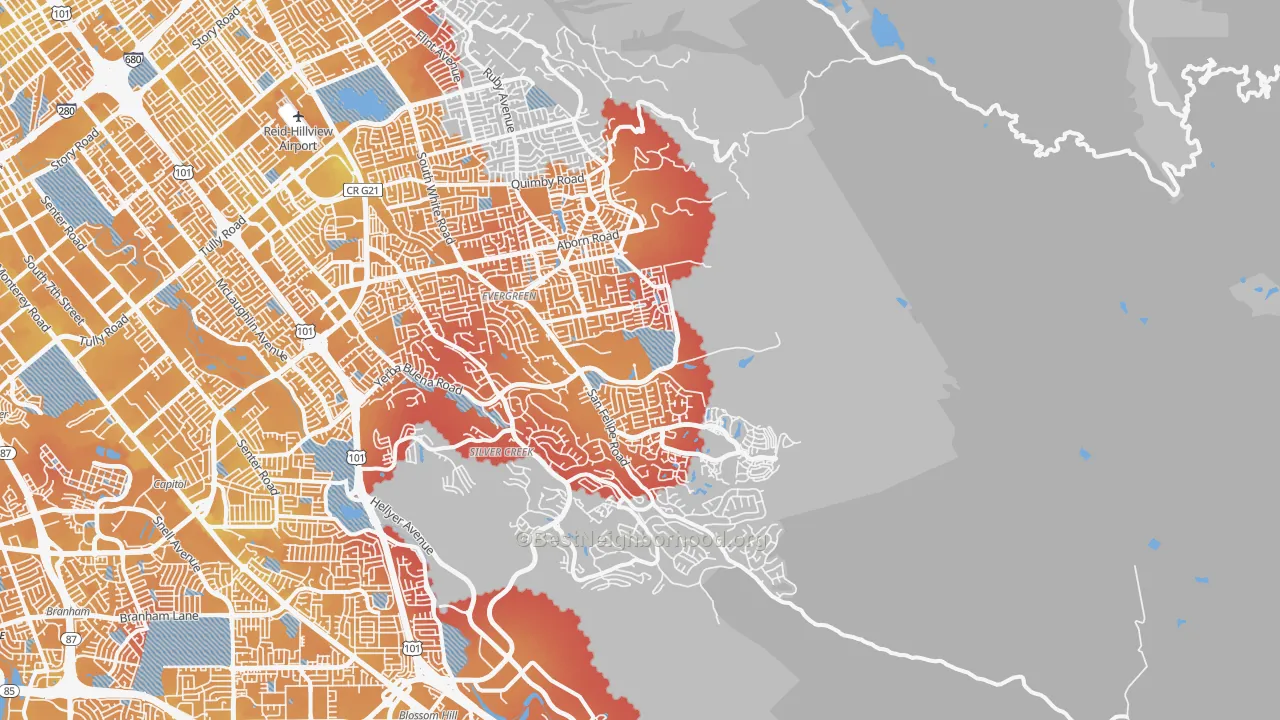 Transit Grade map of 95135, CA