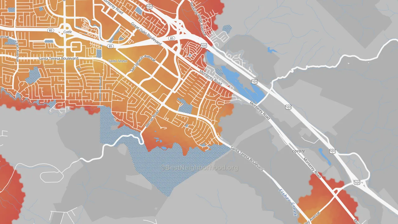Transit Grade map of 95139, CA