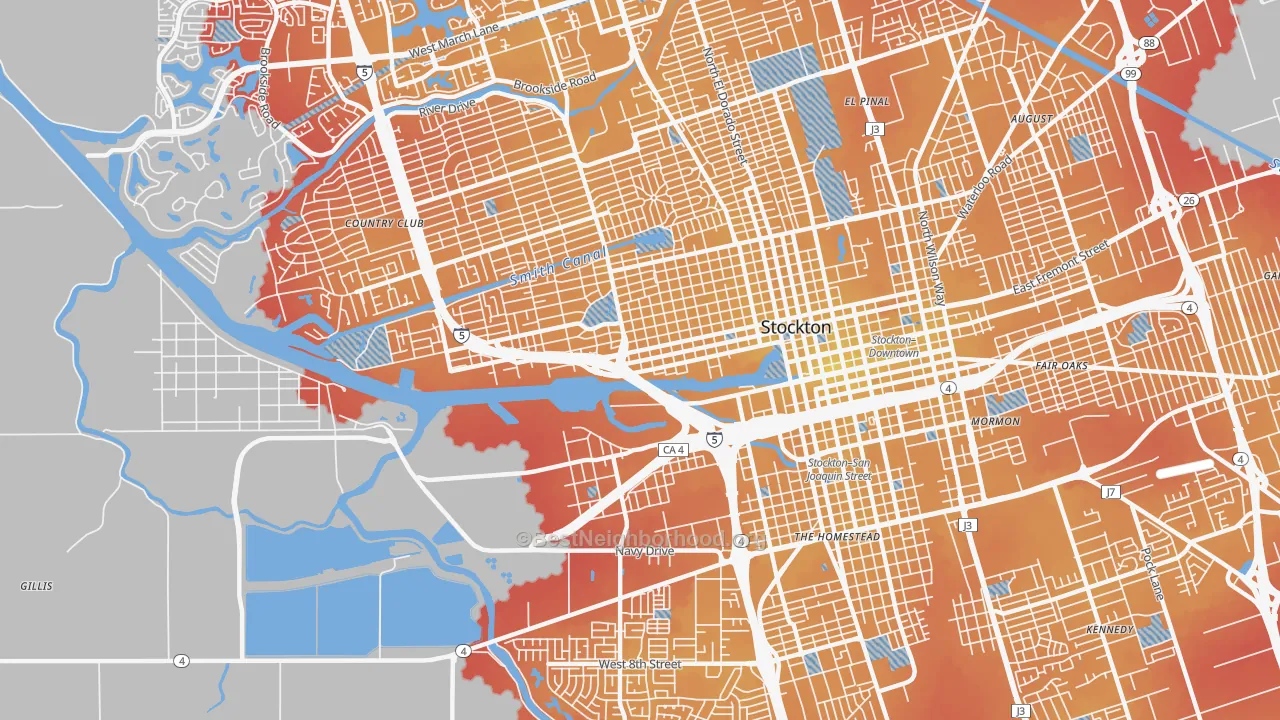 Transit Grade map of 95203, CA