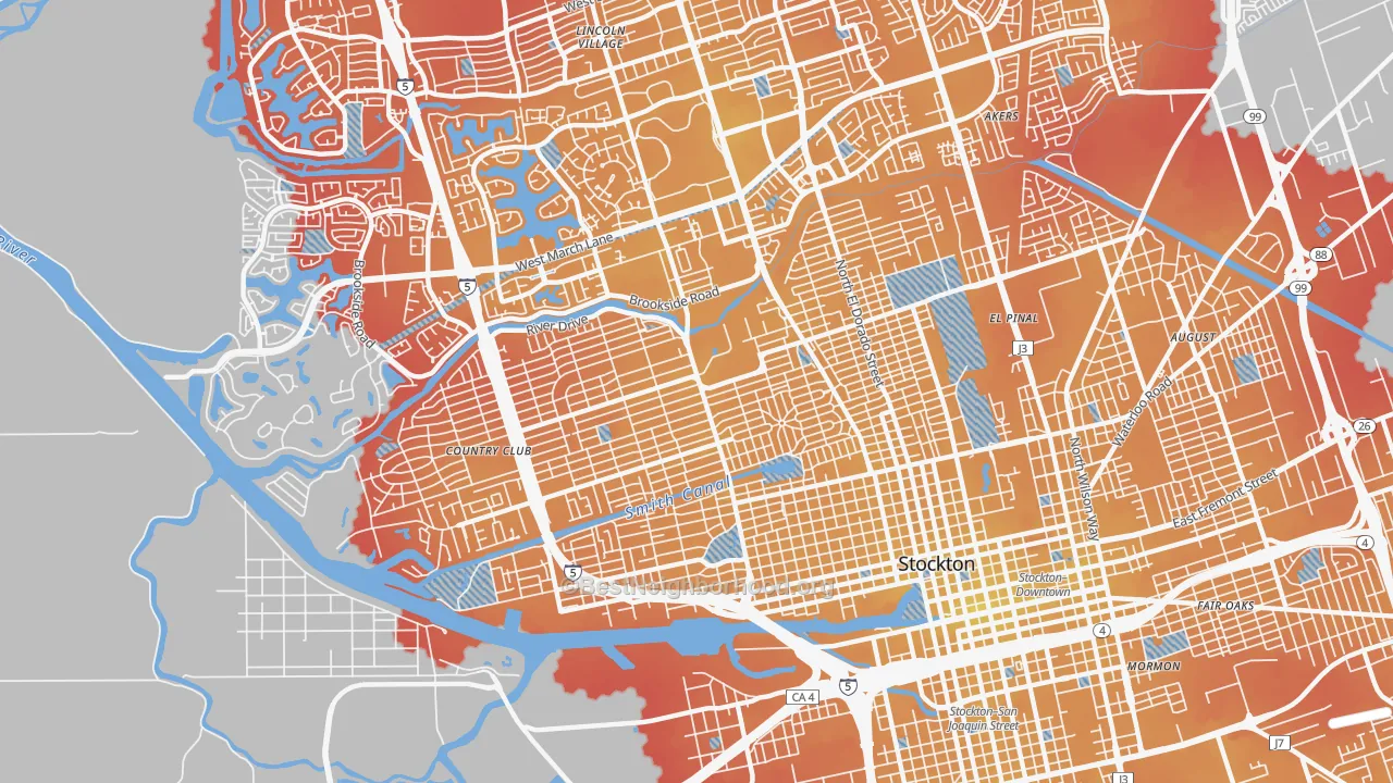 Transit Grade map of 95204, CA