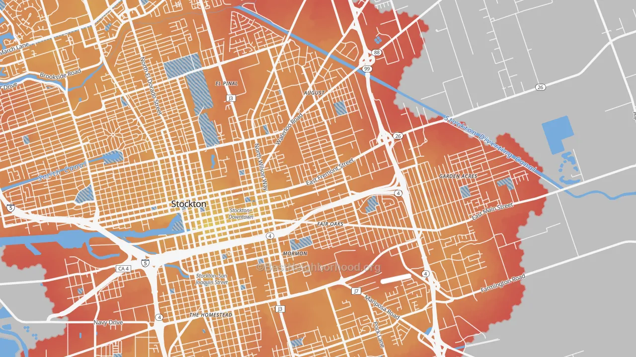 Transit Grade map of 95205, CA