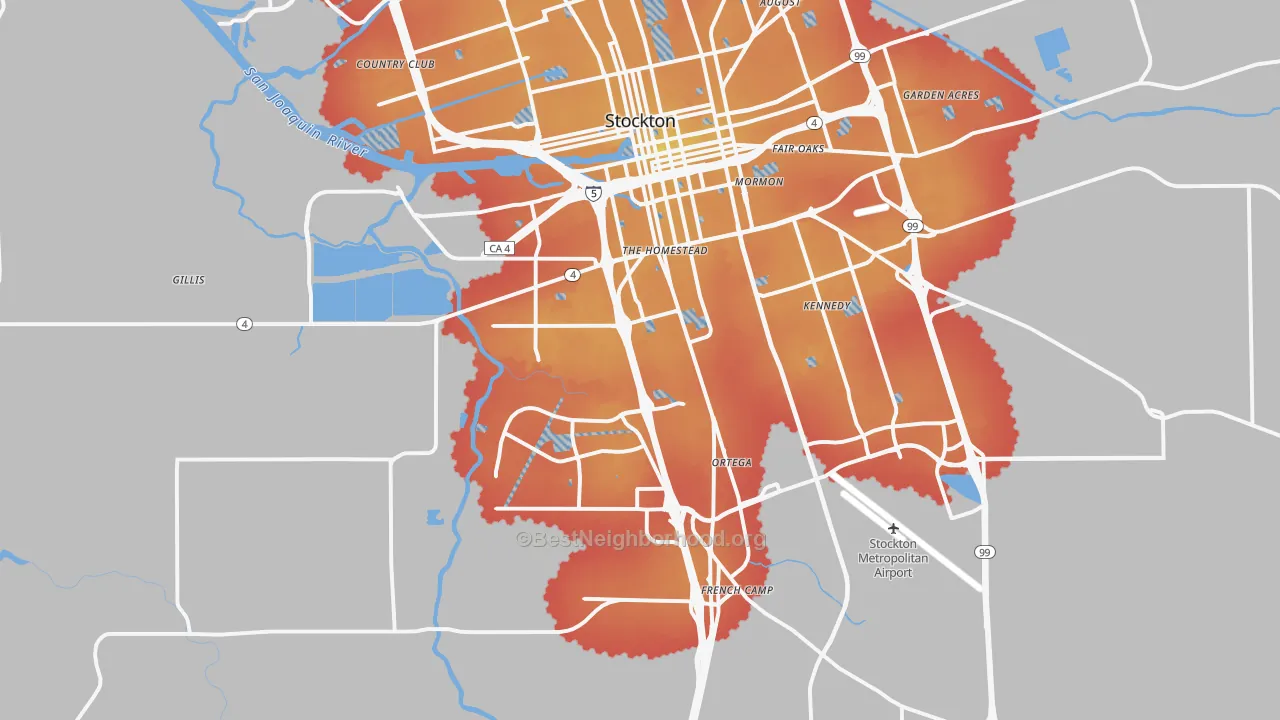 Transit Grade map of 95206, CA