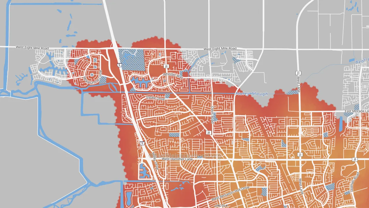 Transit Grade map of 95209, CA