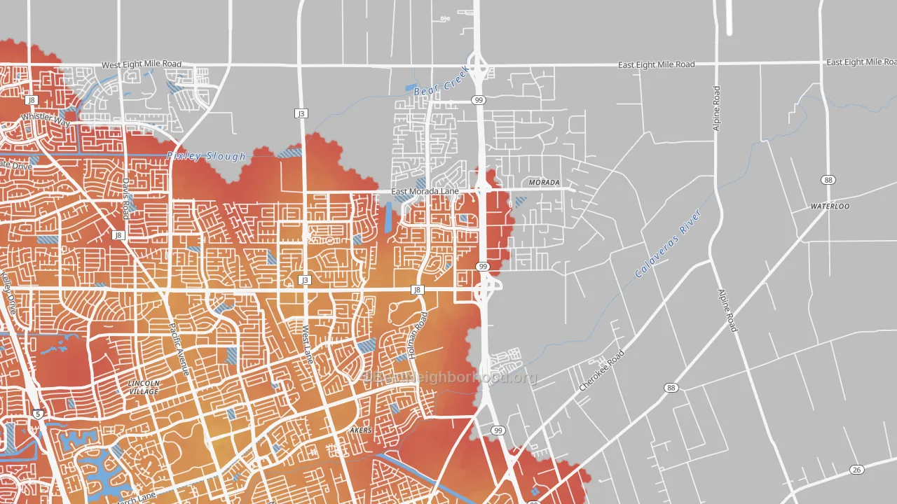 Transit Grade map of 95212, CA