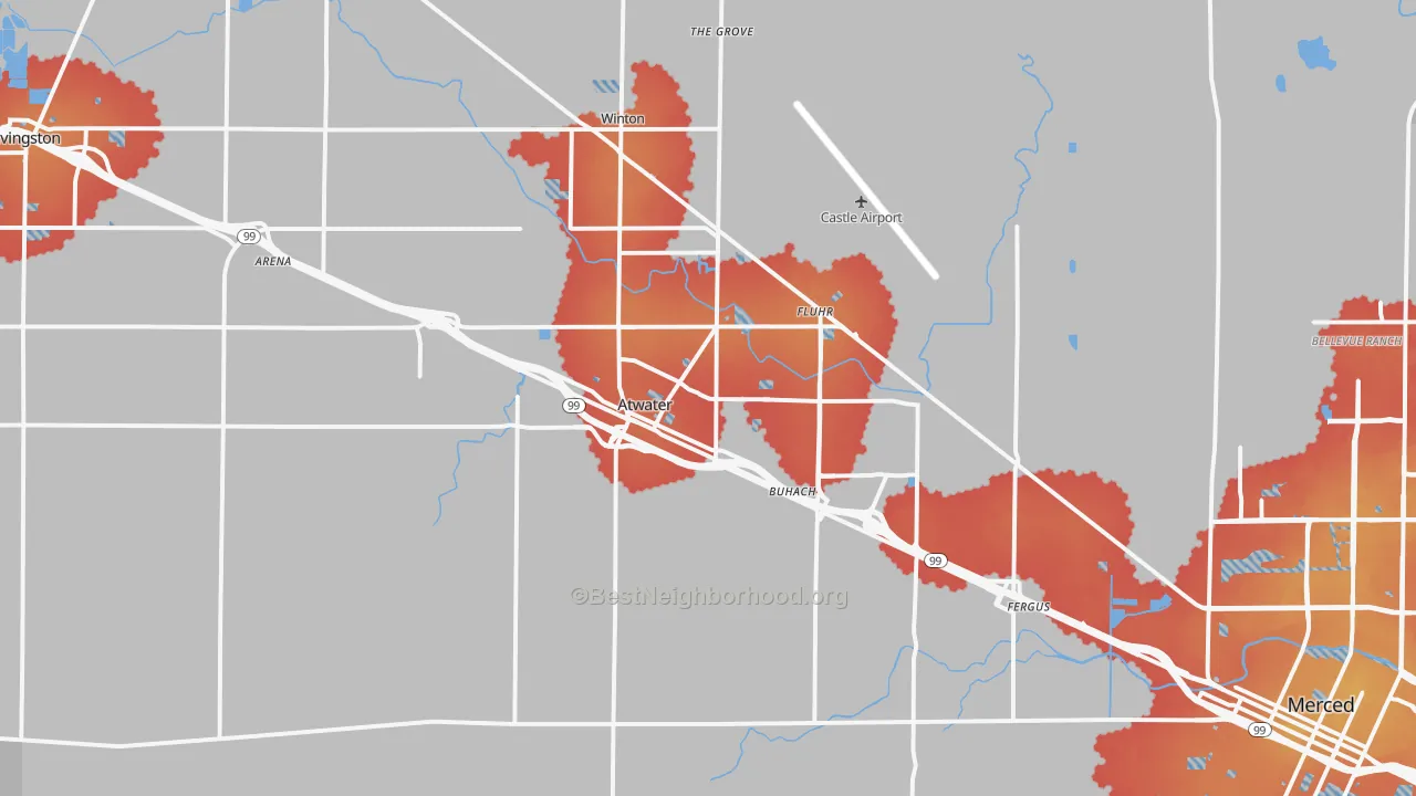 Transit Grade map of 95301, CA