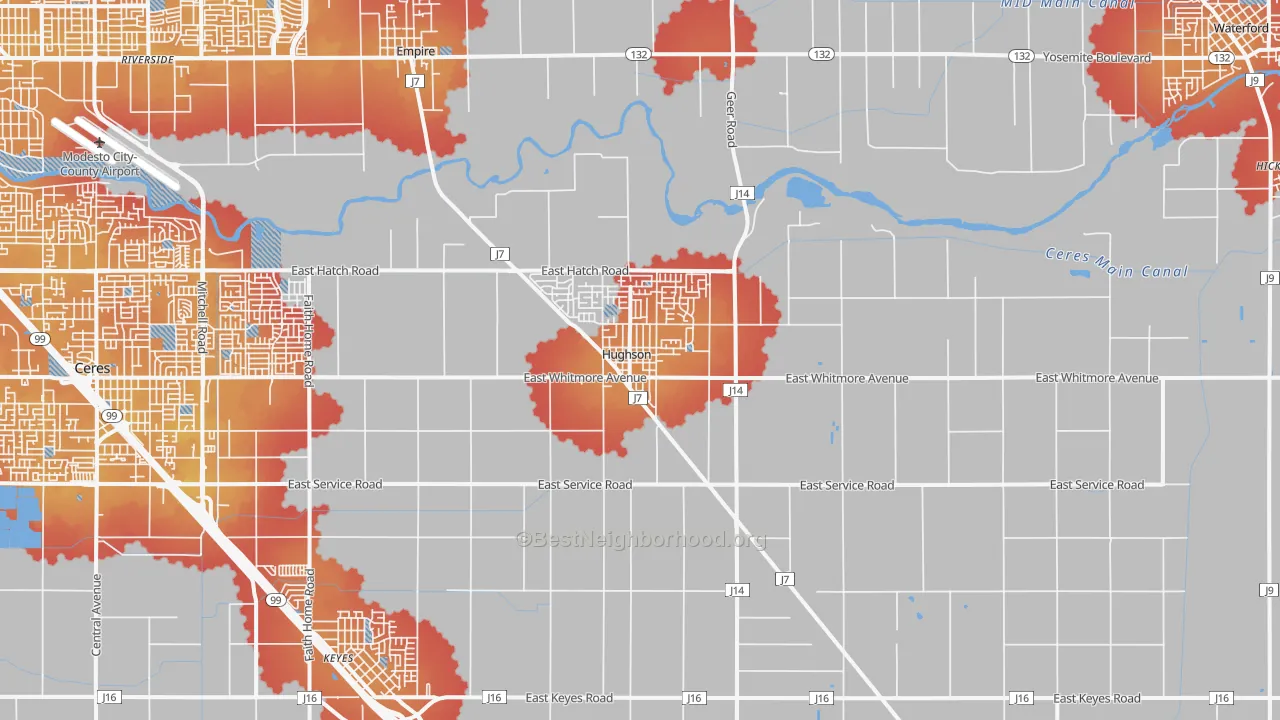 Transit Grade map of 95326, CA