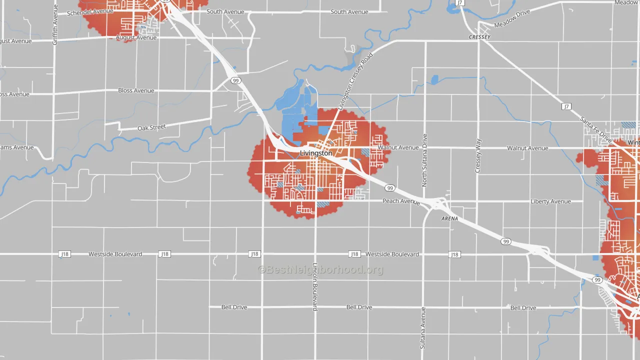 Transit Grade map of 95334, CA