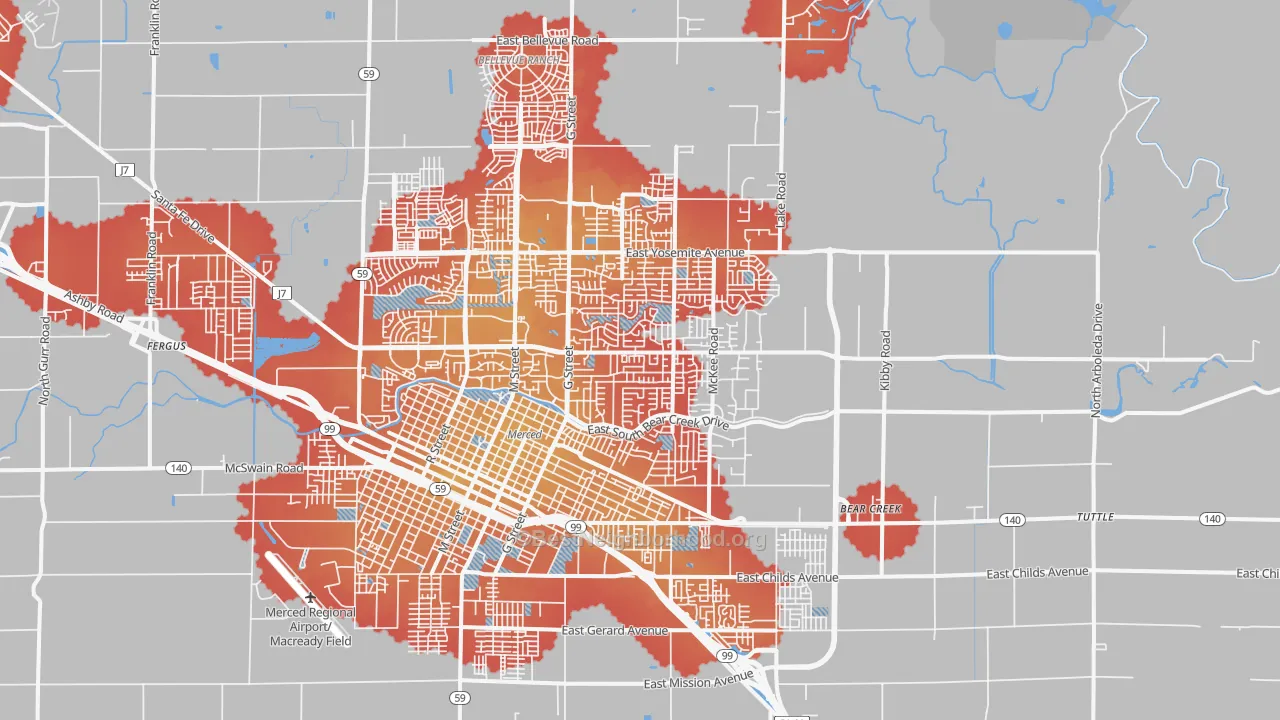 Transit Grade map of 95340, CA