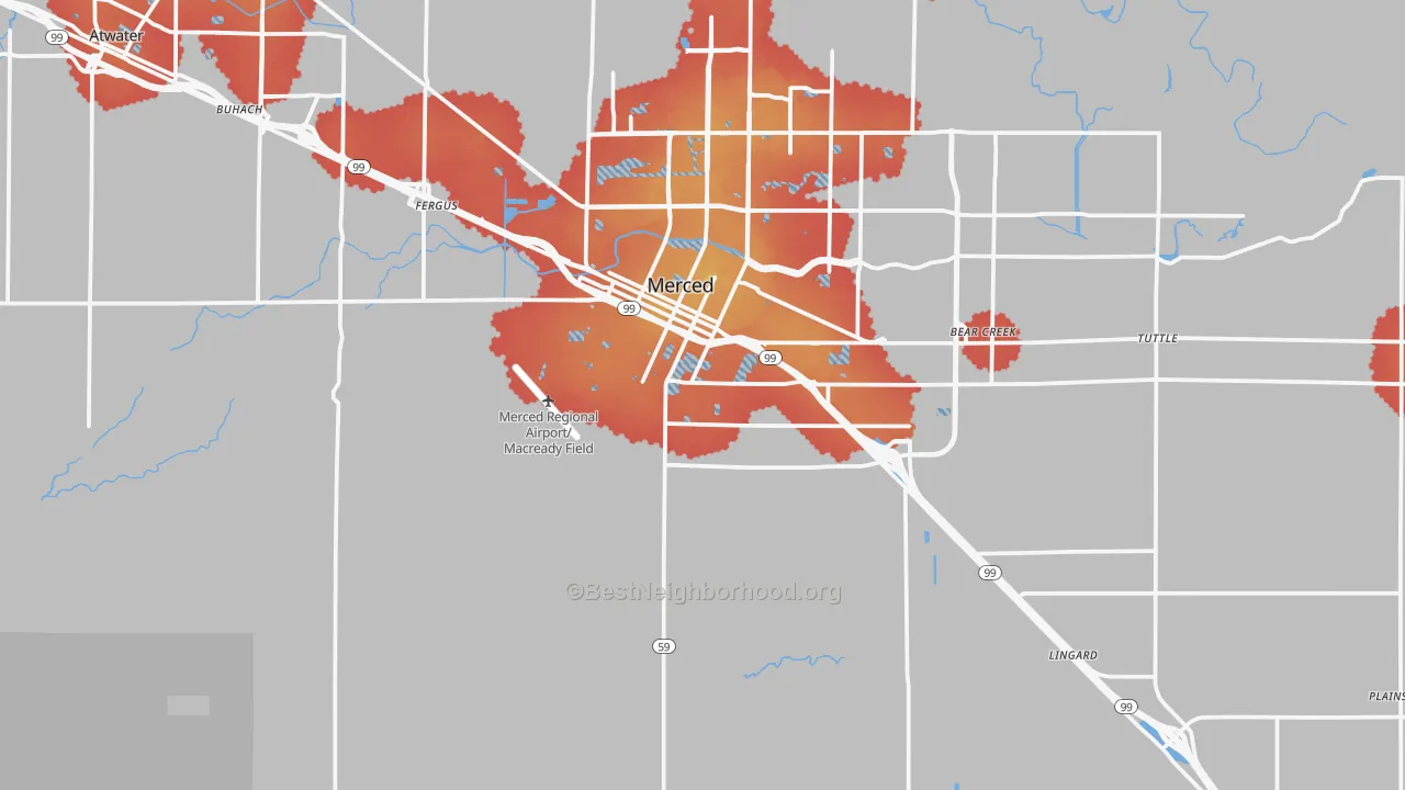 Transit Grade map of 95341, CA