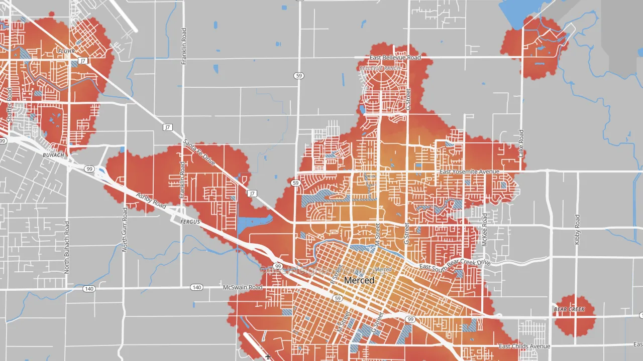 Transit Grade map of 95348, CA
