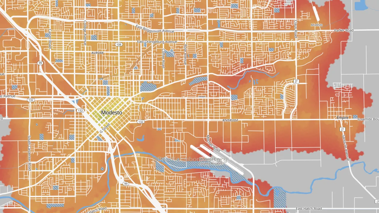 Transit Grade map of 95354, CA
