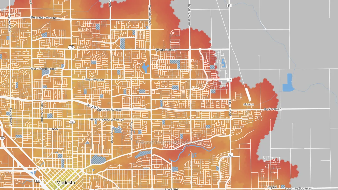 Transit Grade map of 95355, CA