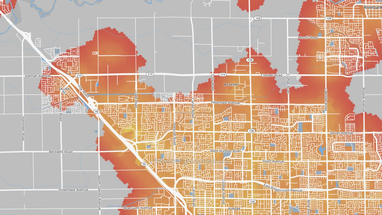 Transit Grade map of 95356, CA