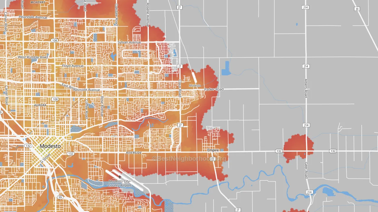 Transit Grade map of 95357, CA
