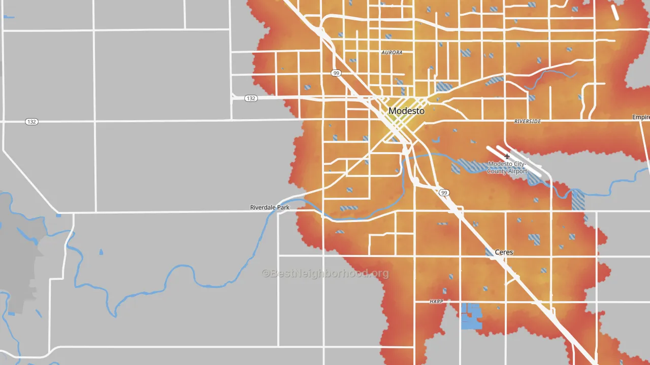 Transit Grade map of 95358, CA