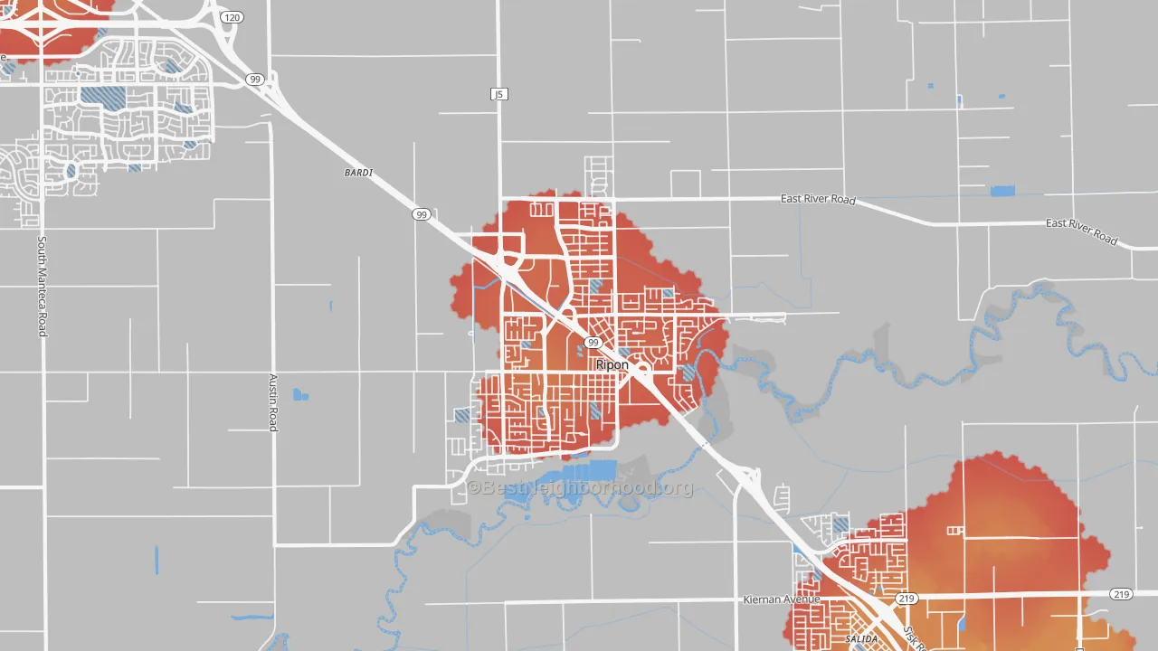 Transit Grade map of 95366, CA