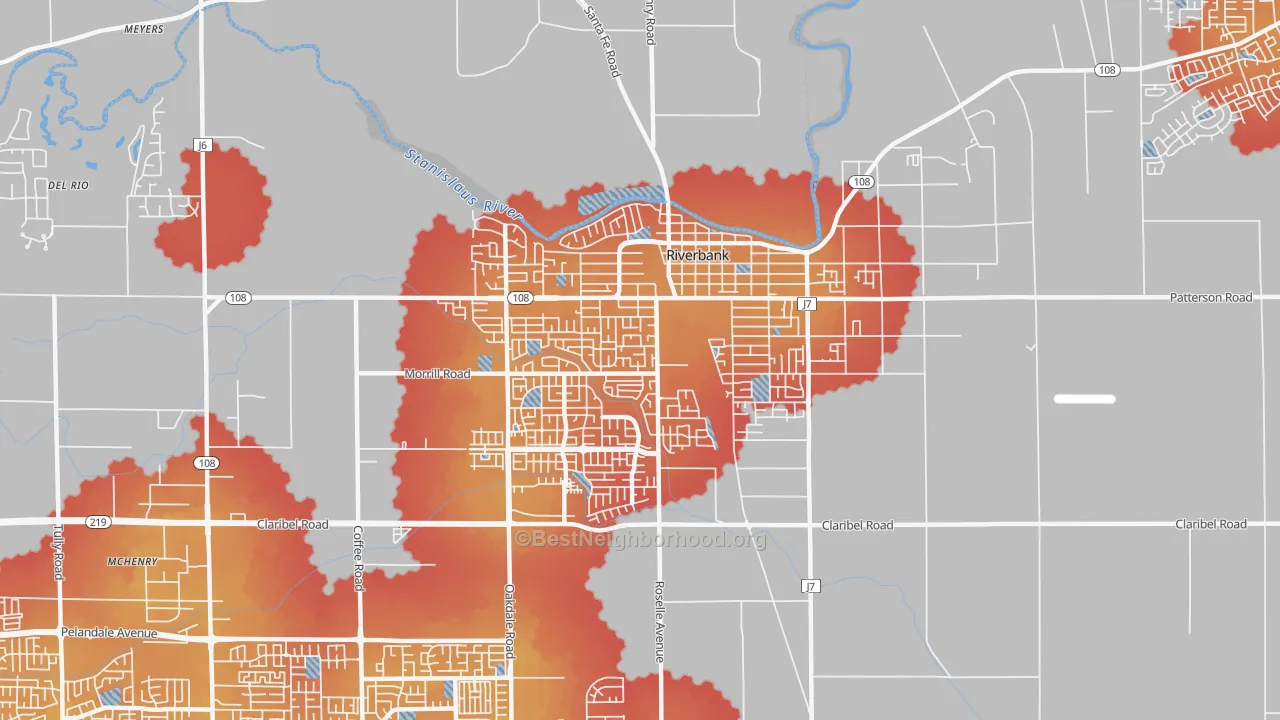 Transit Grade map of 95367, CA
