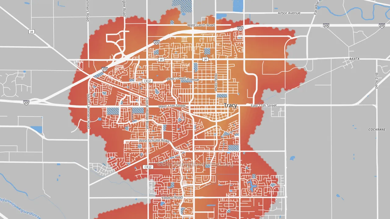 Transit Grade map of 95376, CA