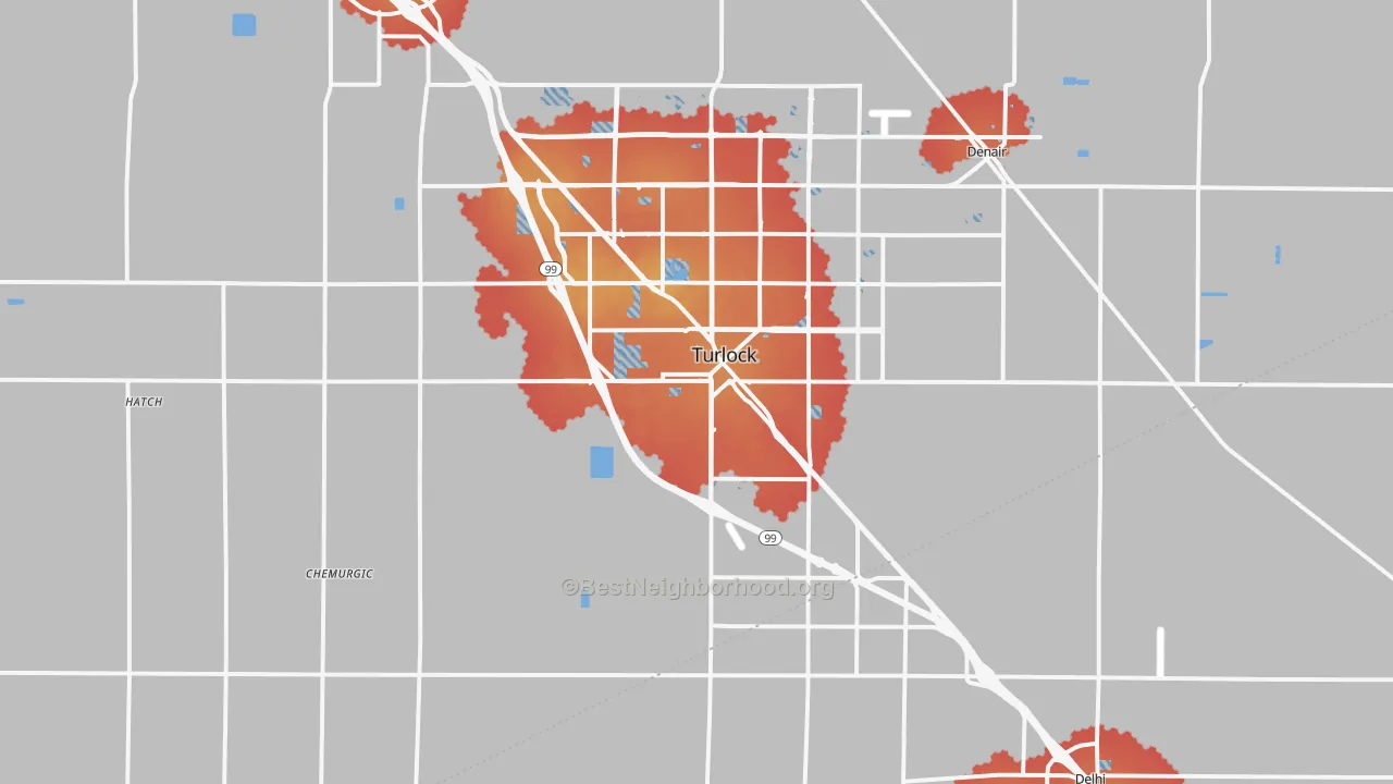 Transit Grade map of 95380, CA