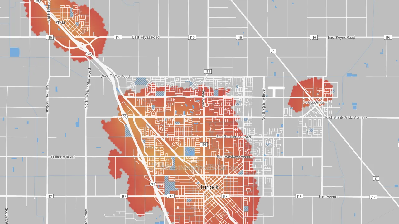 Transit Grade map of 95382, CA