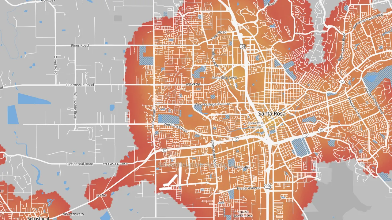 Transit Grade map of 95401, CA