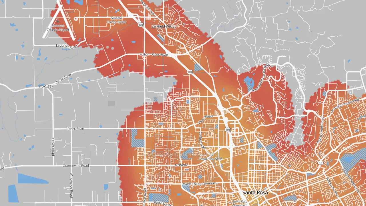 Transit Grade map of 95403, CA