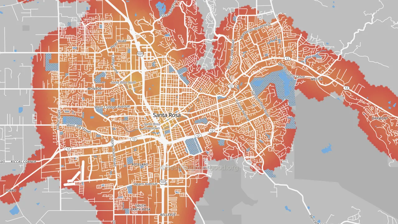 Transit Grade map of 95404, CA