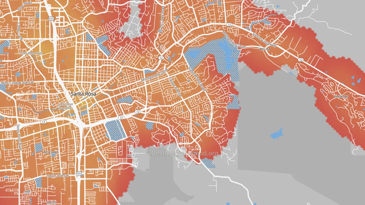 Transit Grade map of 95405, CA