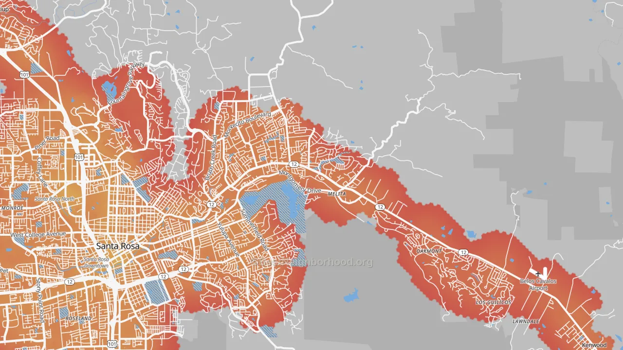Transit Grade map of 95409, CA