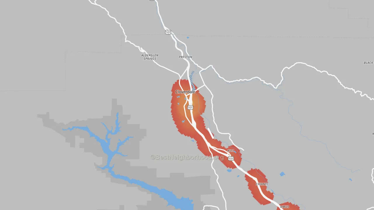 Transit Grade map of 95425, CA