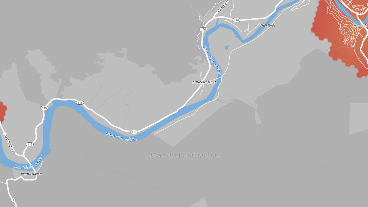 Transit Grade map of 95430, CA