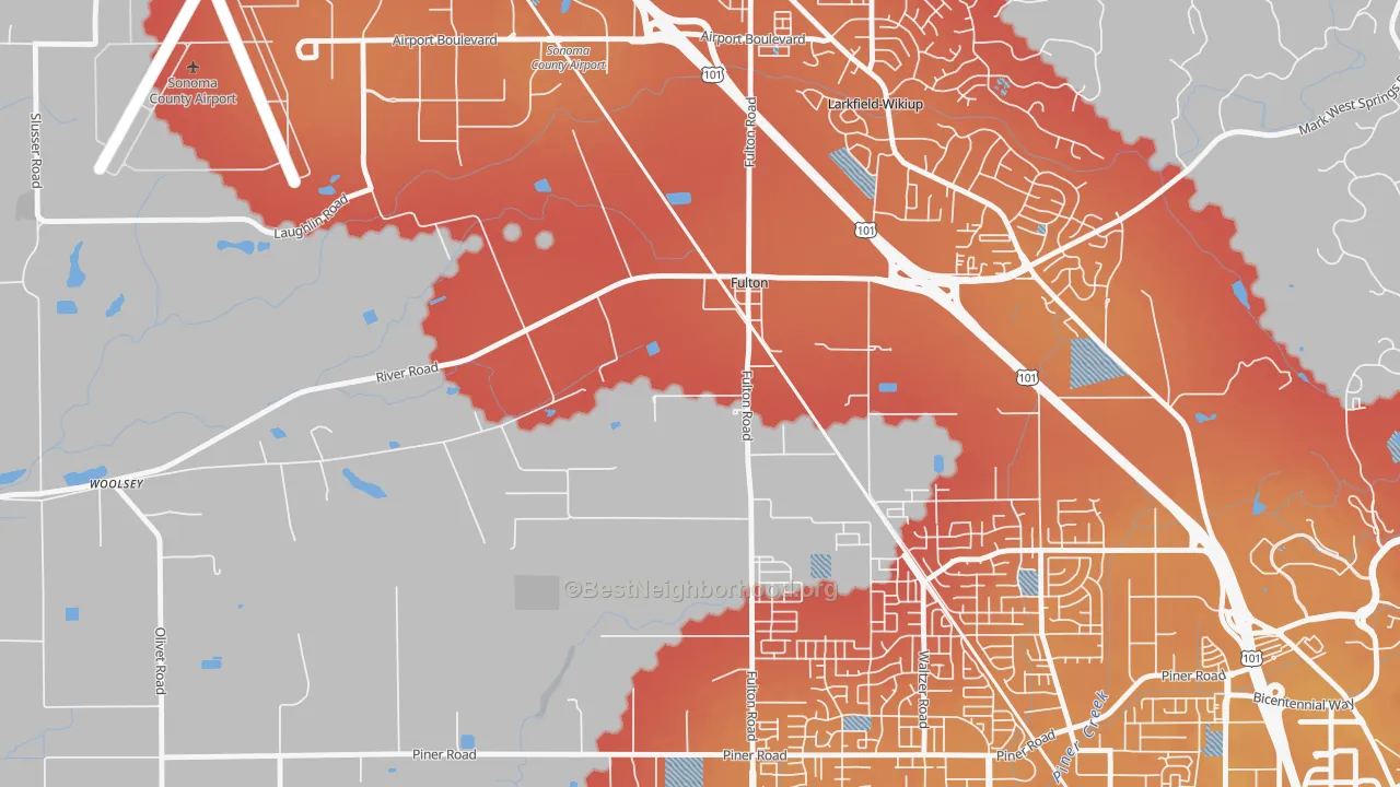 Transit Grade map of 95439, CA