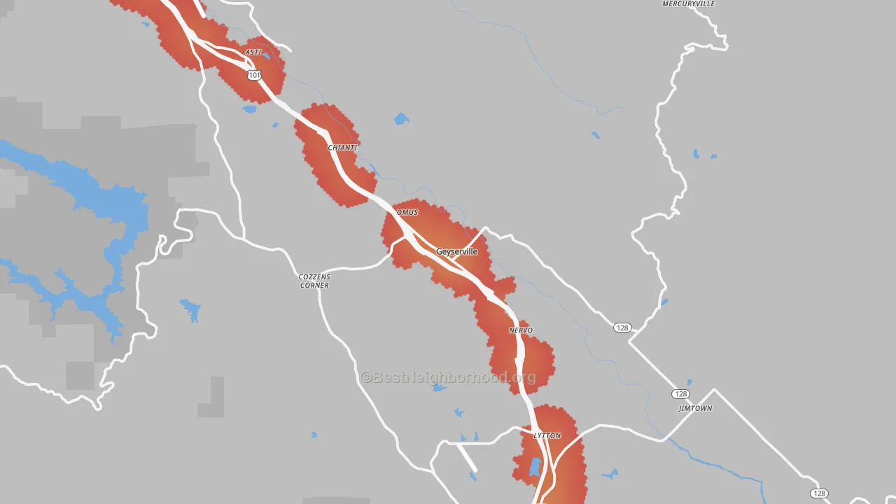 Transit Grade map of 95441, CA