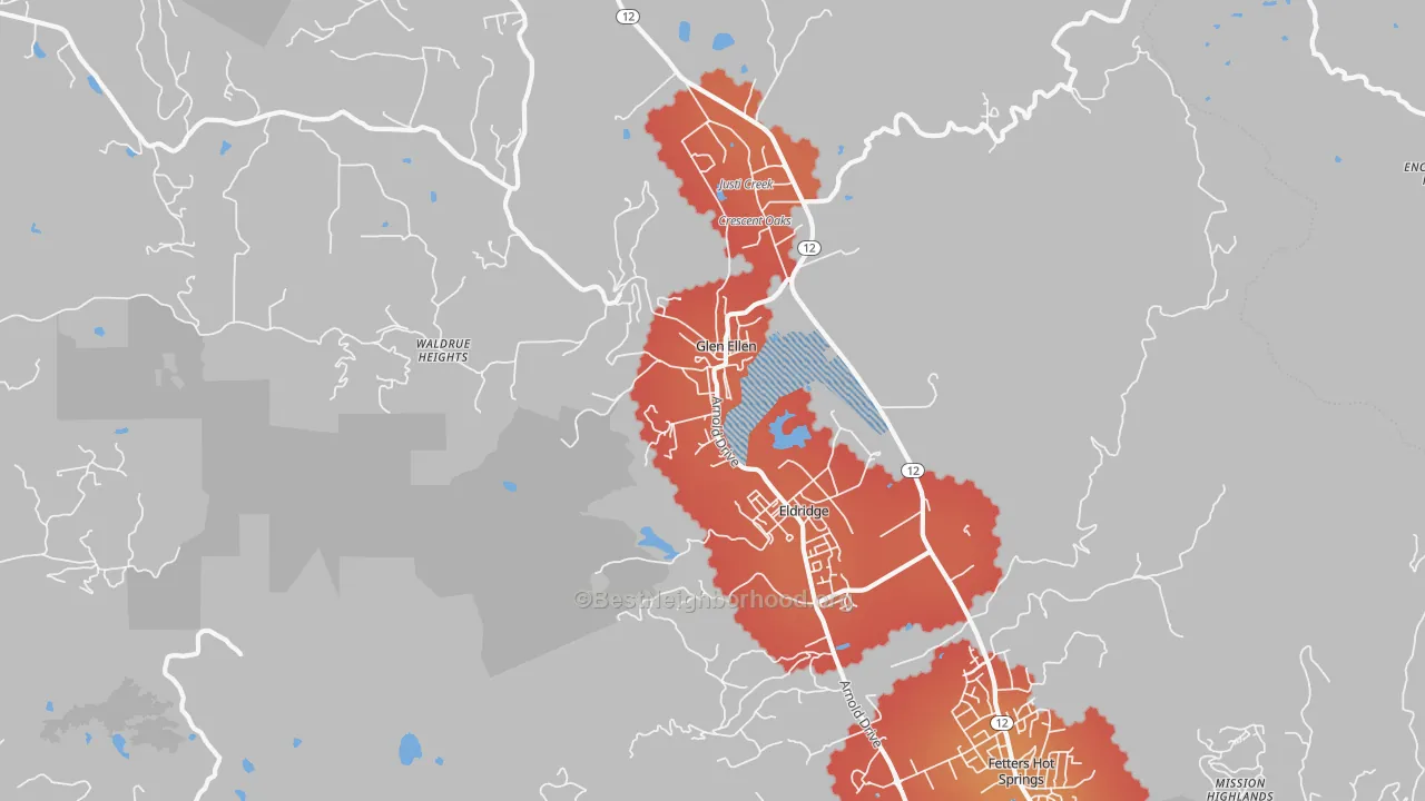 Transit Grade map of 95442, CA