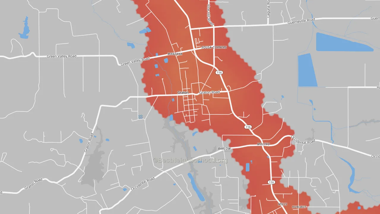 Transit Grade map of 95444, CA