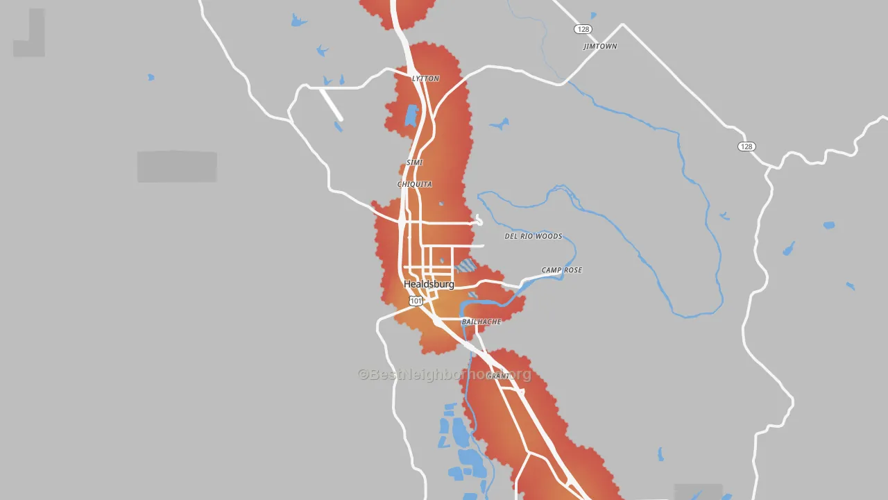 Transit Grade map of 95448, CA