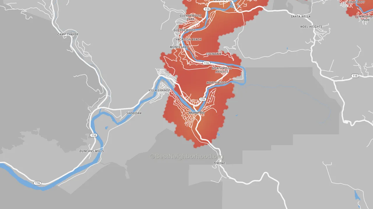 Transit Grade map of 95462, CA