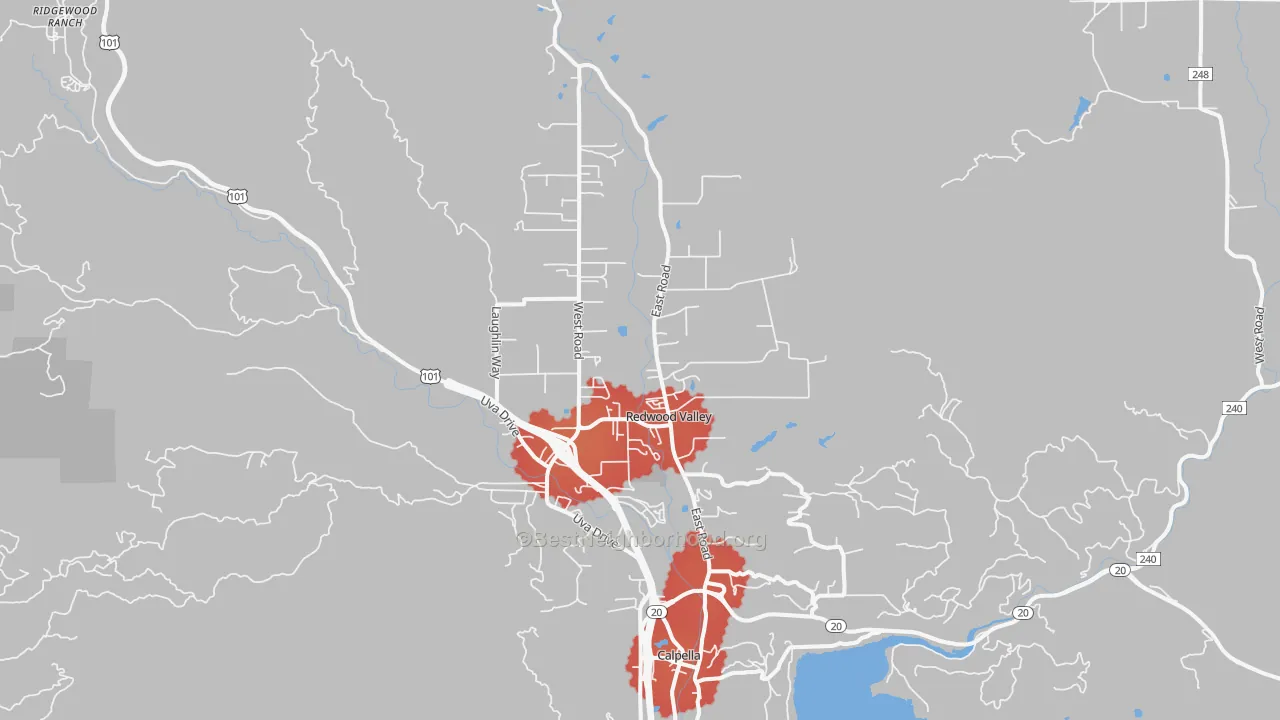 Transit Grade map of 95470, CA