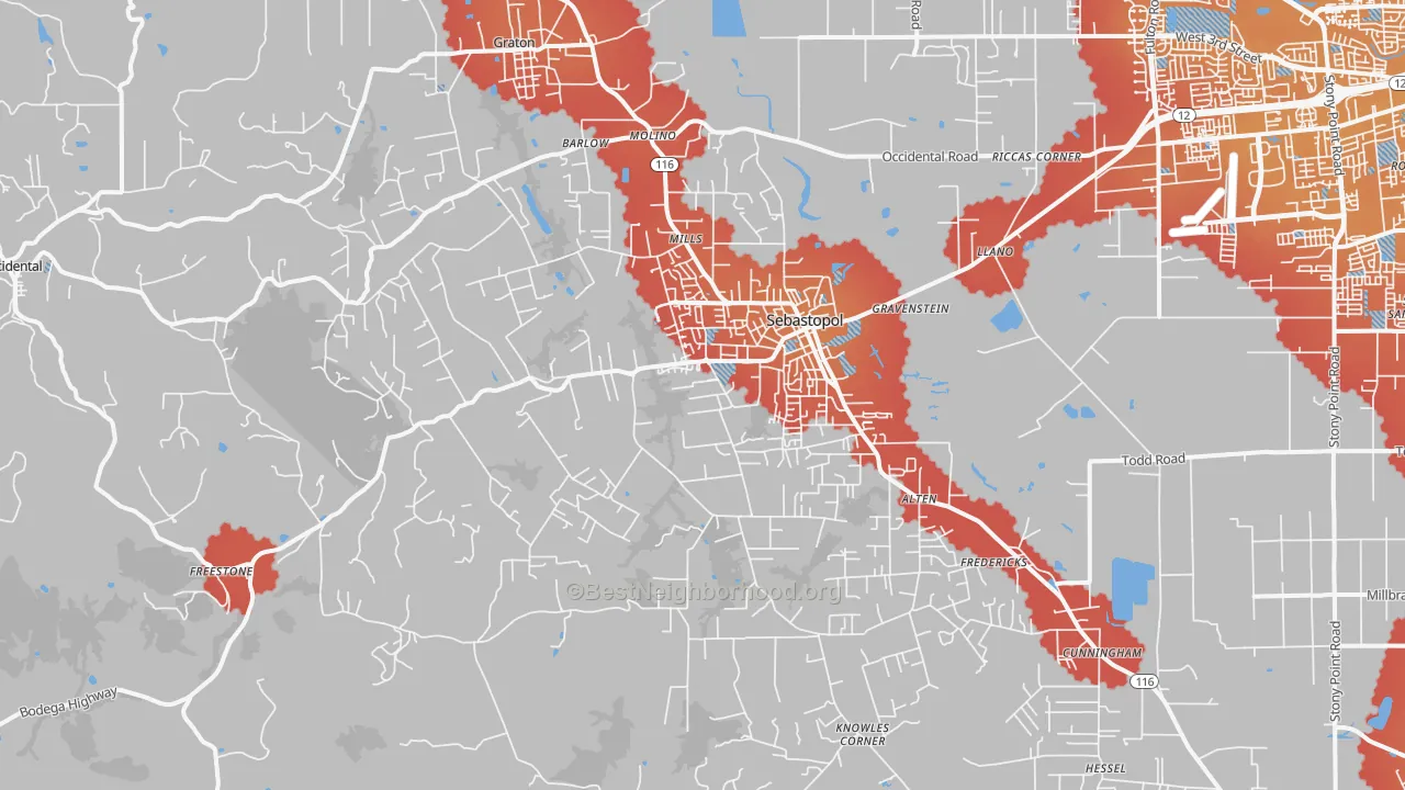 Transit Grade map of 95472, CA
