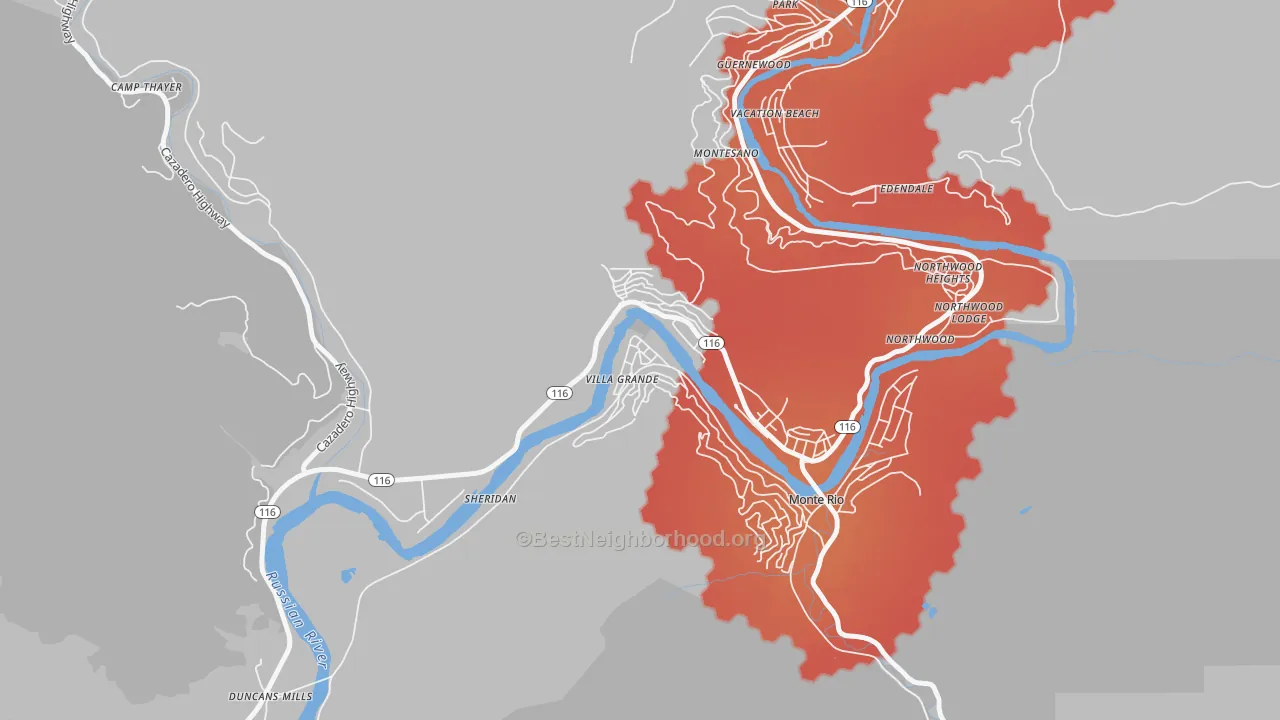 Transit Grade map of 95486, CA