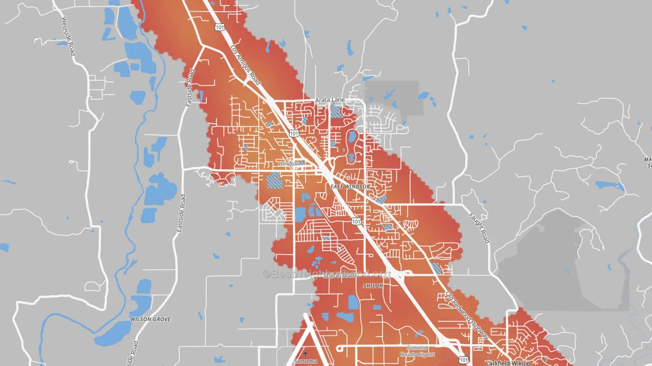 Transit Grade map of 95492, CA