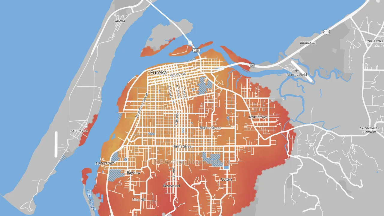 Transit Grade map of 95501, CA