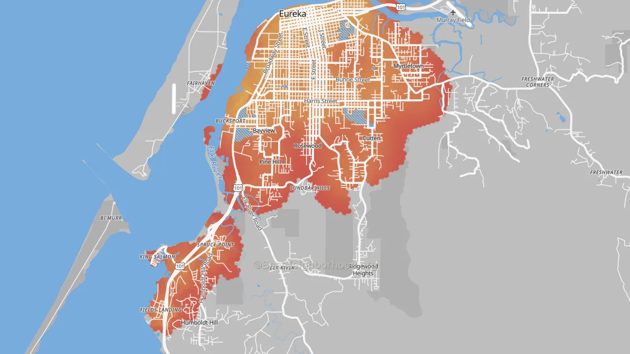 Transit Grade map of 95503, CA